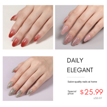 Daily Elegant Bundle | 3 Sets of Non-UV Gel Nail Wraps (Salon-Quality)